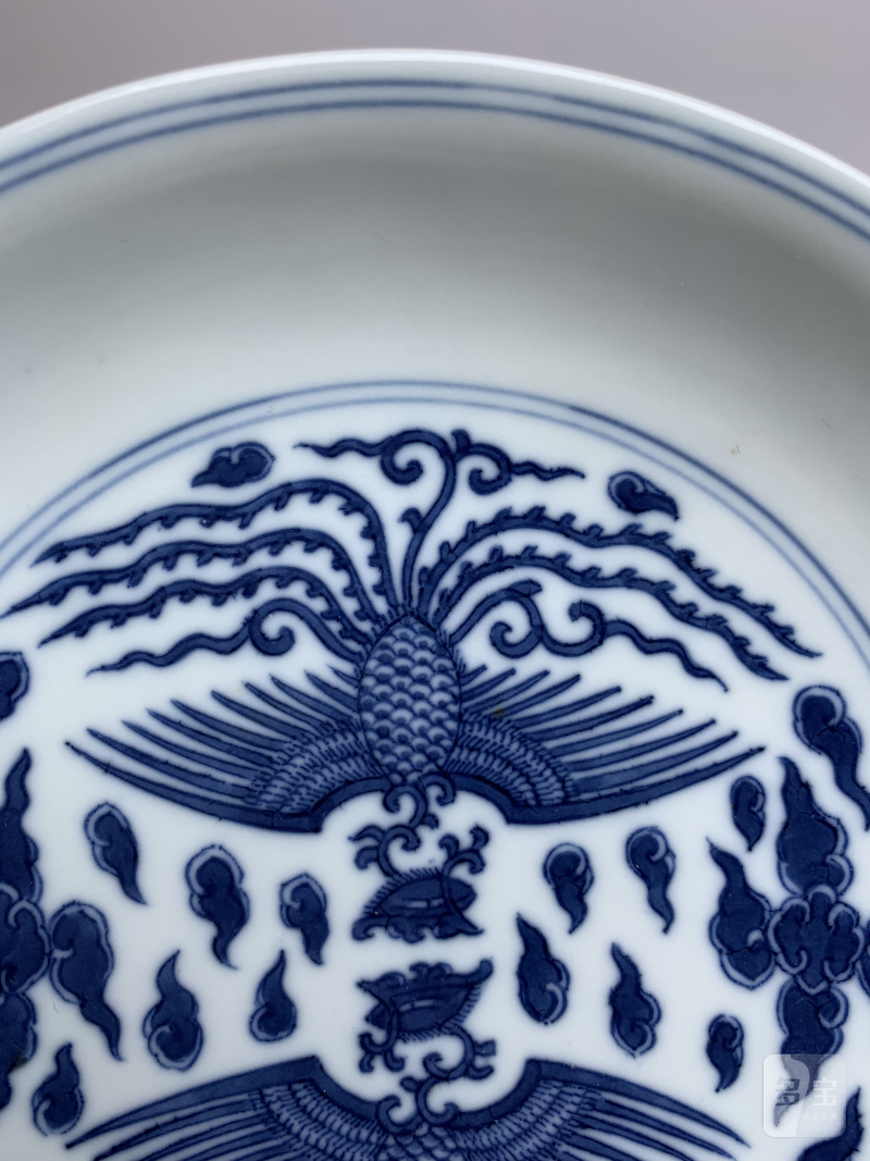 清道光 青花云凤纹盘 - 图5